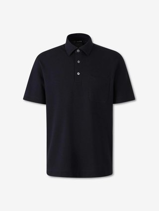 Темно-синее поло ZEGNA из хлопка: фото - Invogue
