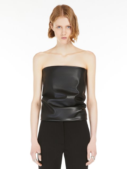 Чорний топ Sportmax з екошкіри: фото 2 - Invogue