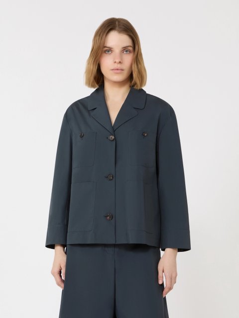 Темно-синя сорочка Max Mara у стилі сафарі з бавовни: фото 2 - Invogue