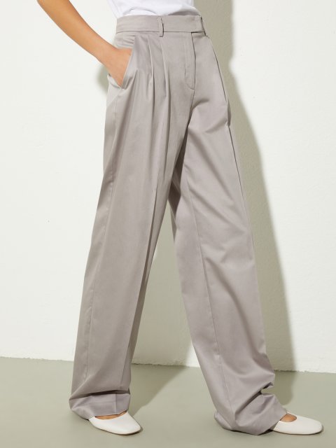 Сірі брюки Max&Co з бавовняного атласу: фото 2 - Invogue