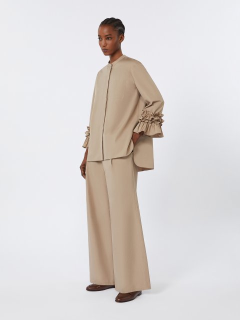 Темно-бежеві брюки MAX MARA з бавовняного попліну: фото 1 - Invogue