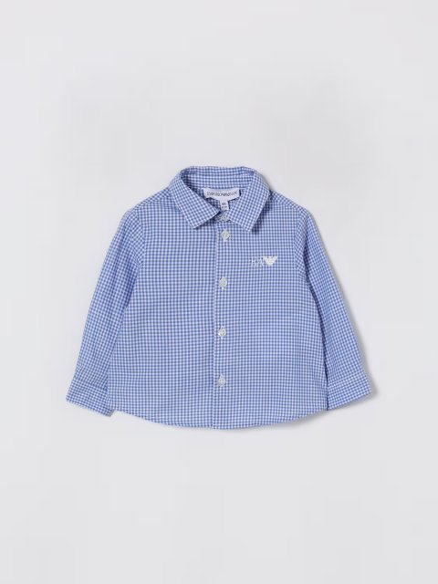 Синя сорочка EMPORIO ARMANI KIDS з бавовни: фото - Invogue