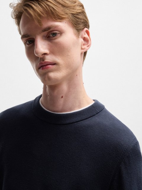 Синий свитер BOSS из хлопка: фото 4 - Invogue