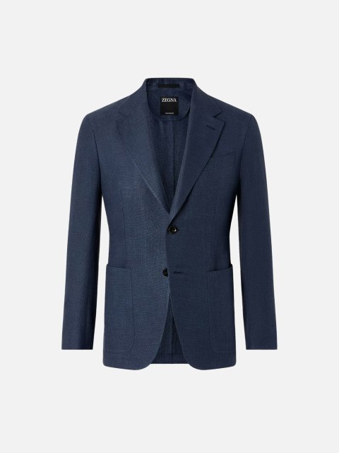 Темно-синій жакет Zegna з льону з додаванням вовни: фото - Invogue