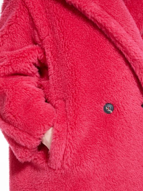 Малинове пальто Teddy oversize Max Mara з бленду альпаки та шовку: фото 4 - Invogue