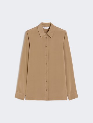 Светло-коричневая рубашка MAX MARA из эластичного шелка: фото - Invogue