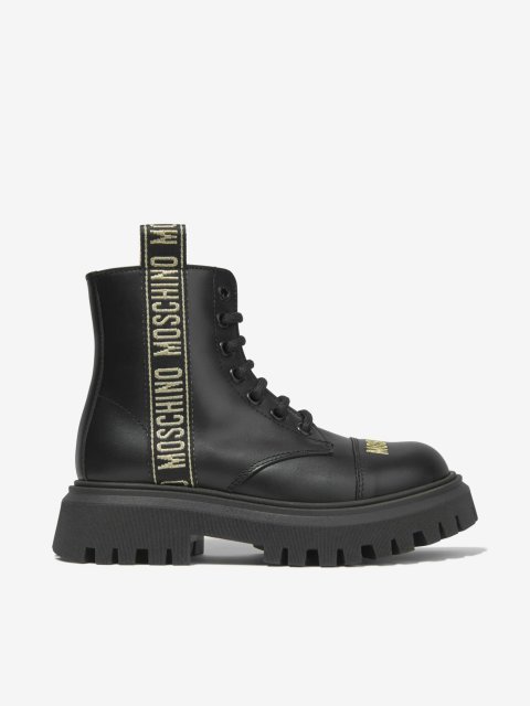 Чорні чоботи MOSCHINO зі шкіри: фото - Invogue