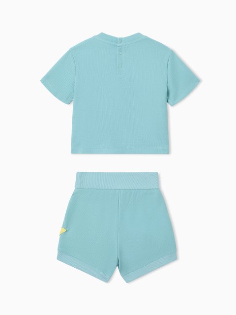 Комплект з футболки та шортів з піке з логотипом Eagle Emporio Armani Kids зелений: фото 2 - Invogue