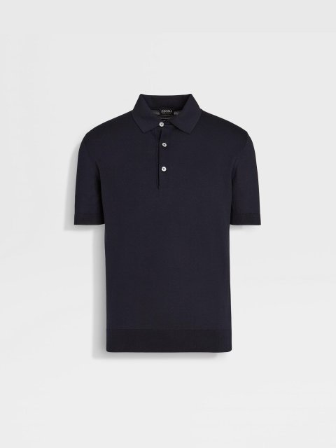 Темно-синє поло ZEGNA з коротким рукавом: фото - Invogue