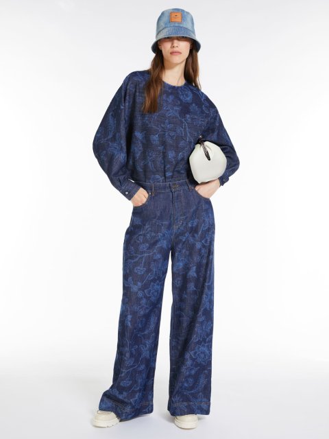 Темно-синя сорочка WEEKEND MAX MARA з квітковим принтом: фото 5 - Invogue
