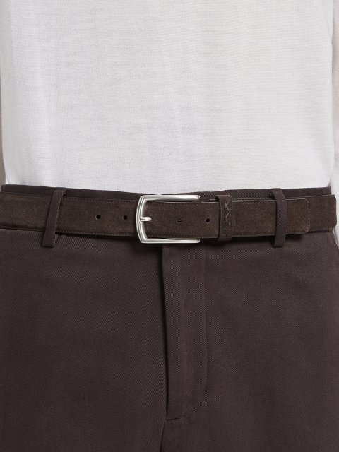 Коричневый замшевый ремень ZEGNA: фото 1 - Invogue