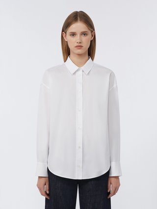 Белая рубашка MAX MARA из хлопка: фото 2 - Invogue