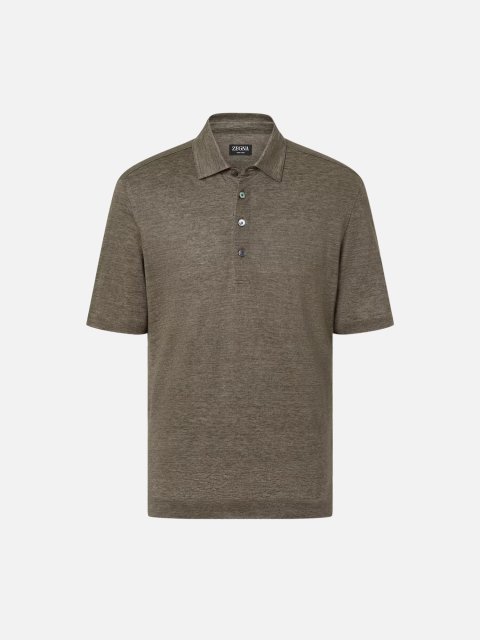 Темно-бежева футболка-поло Zegna з льону: фото - Invogue