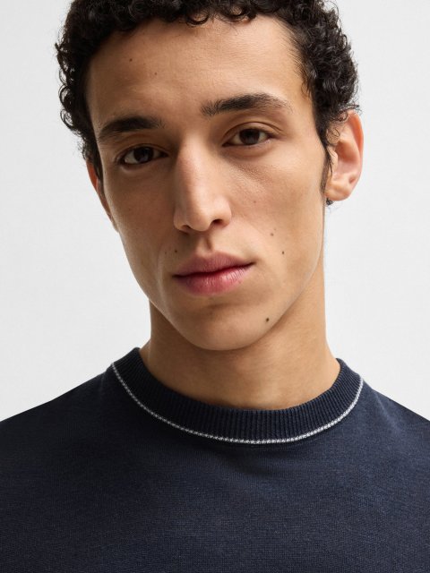 Темно-синій светр Boss з короткими рукавами: фото 4 - Invogue