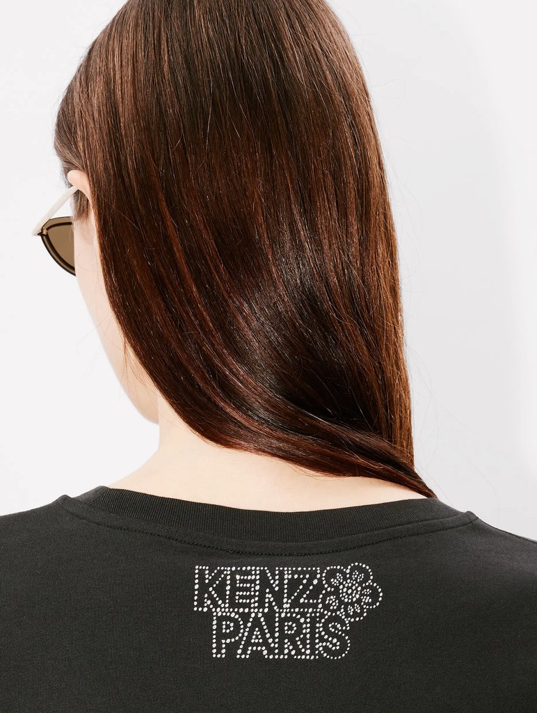Чорна футболка Kenzo з блискучим написом: фото 4 - Invogue