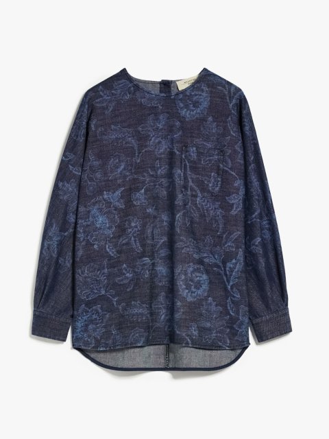 Темно-синя сорочка WEEKEND MAX MARA з квітковим принтом: фото - Invogue