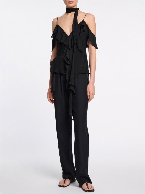 Черный топ Dorothee Schumacher шелковый: фото 1 - Invogue