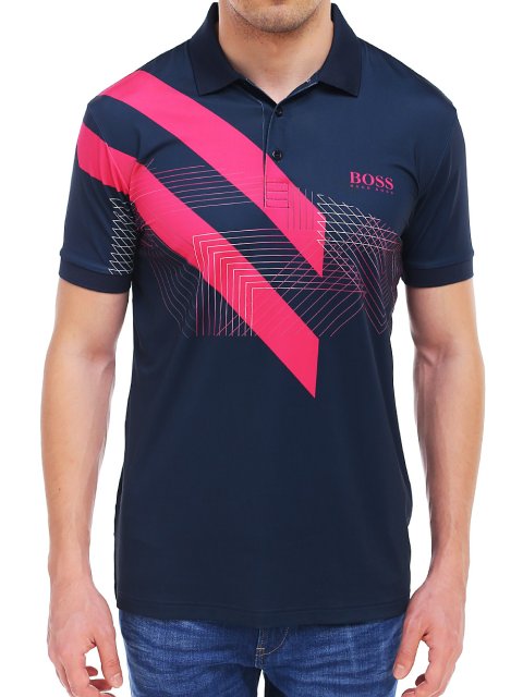 Синее  поло BOSS: фото 3 - Invogue