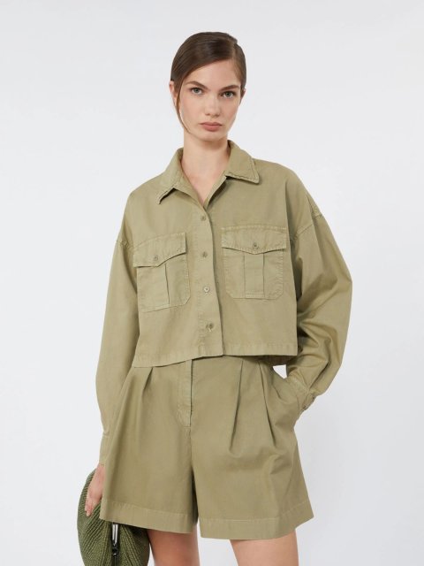 Оливкова сорочка Weekend Max Mara з бавовни: фото 4 - Invogue