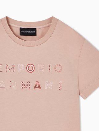 Футболка из хлопкового джерси с круглым вырезом Emporio Armani Kids: фото 1 - Invogue