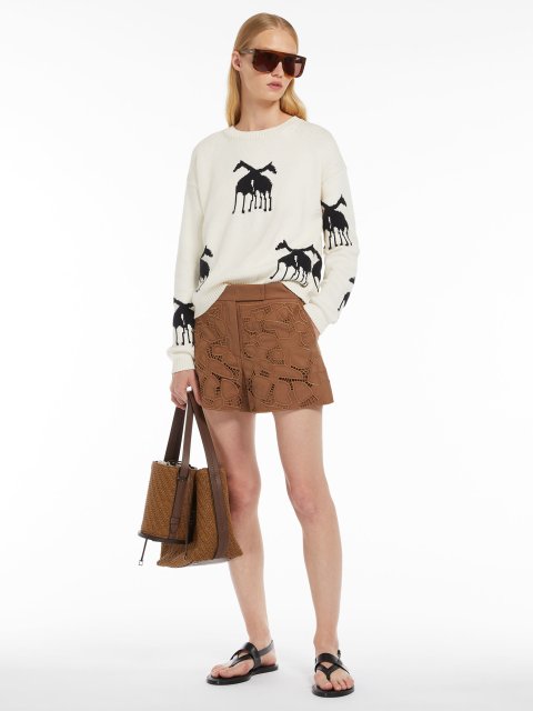 Коричневі шорти Max Mara з вишивкою: фото 4 - Invogue