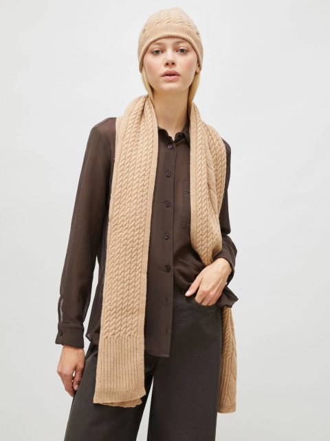 Темно-бежевый шарф Marella из шерсти: фото 1 - Invogue