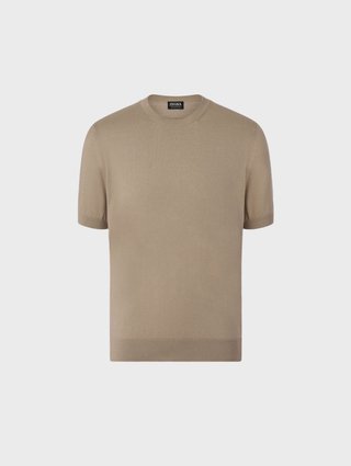 Бежевая футболка Zegna из хлопка: фото - Invogue