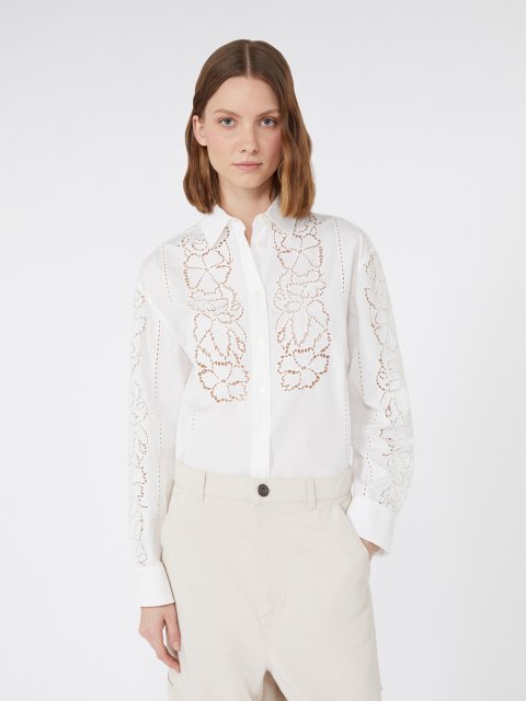 Белая рубашка WEEKEND MAX MARA из хлопкового поплина: фото 4 - Invogue