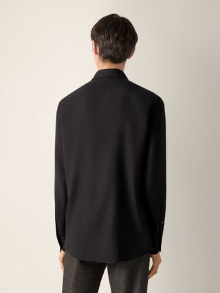 Чёрная рубашка ZEGNA из хлопка и кашемира: фото 2 - Invogue