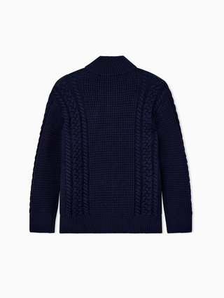 Темно-синий свитер Emporio Armani из хлопка и полиамида: фото 2 - Invogue