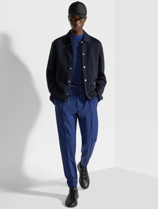 Темно-синяя рубашка ZEGNA из бленда шерсти: фото 4 - Invogue