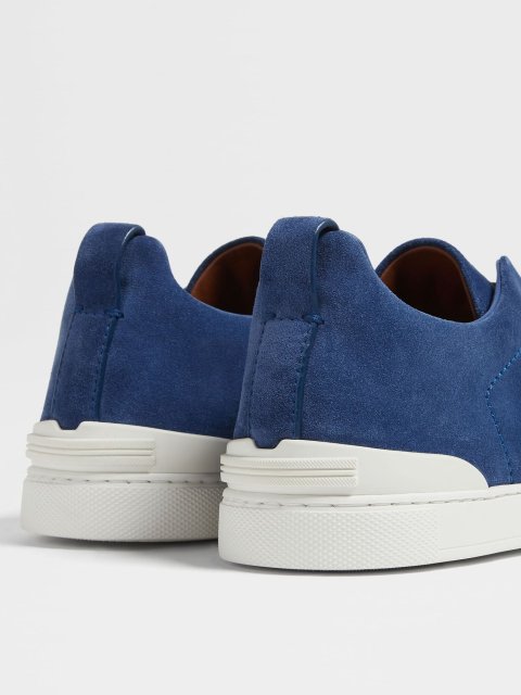 Синие замшевые кеды ZEGNA Triple Stitch™: фото 3 - Invogue