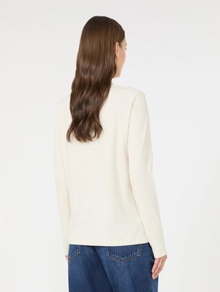 Молочная футболка Weekend Max Mara из хлопка: фото 3 - Invogue