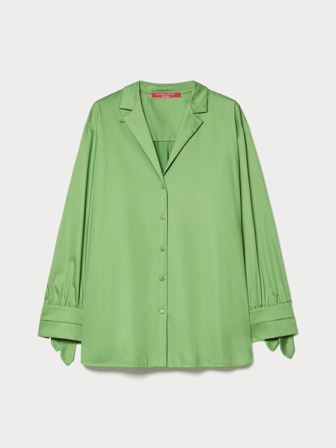 Зелена блуза MARINA RINALDI з бавовняного сатину: фото - Invogue