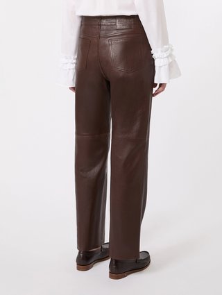 Темно-коричневі брюки Max Mara зі шкіри: фото 3 - Invogue