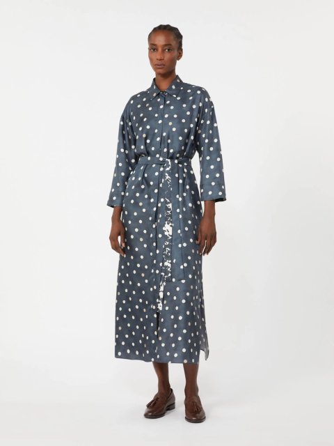 Синя сукня Max Mara з шовкової саржі: фото 2 - Invogue