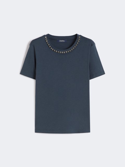 Темно-синя футболка Max Mara з бавовни та модалу: фото - Invogue