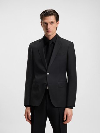 Чёрный жакет BOSS из шерсти зауженного кроя: фото 2 - Invogue