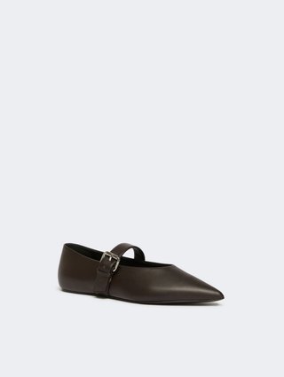 Тёмно-коричневые балетки Weekend Max Mara из кожи: фото 1 - Invogue