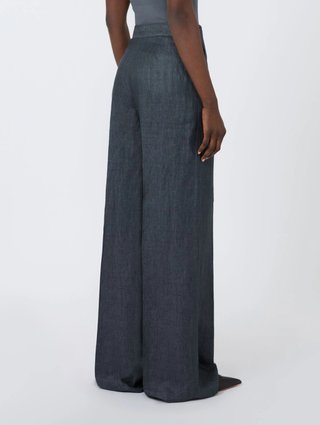 Cірі брюки Max Mara з льону: фото 3 - Invogue