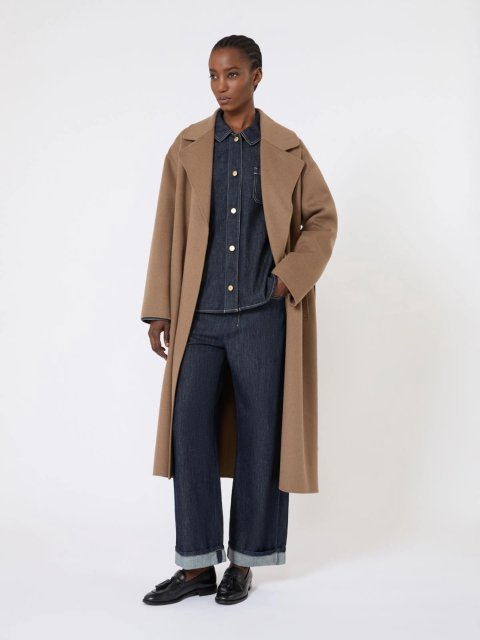 Темно-синя сорочка MAX MARA з бавовняного деніму: фото 1 - Invogue