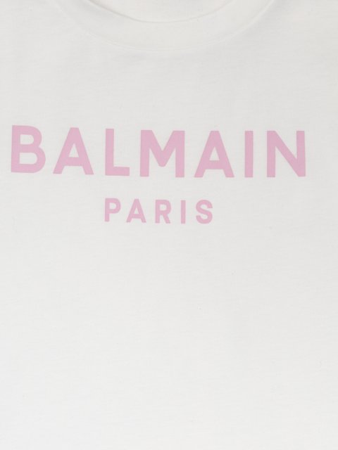 Біла футболка Balmain з рожевим логотипом з бавовни: фото 2 - Invogue