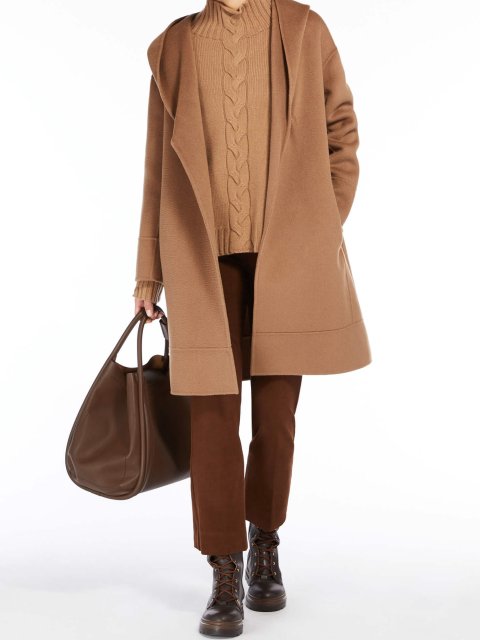 Темно-бежевое пальто MAX MARA из шерсти и кашемира: фото 3 - Invogue