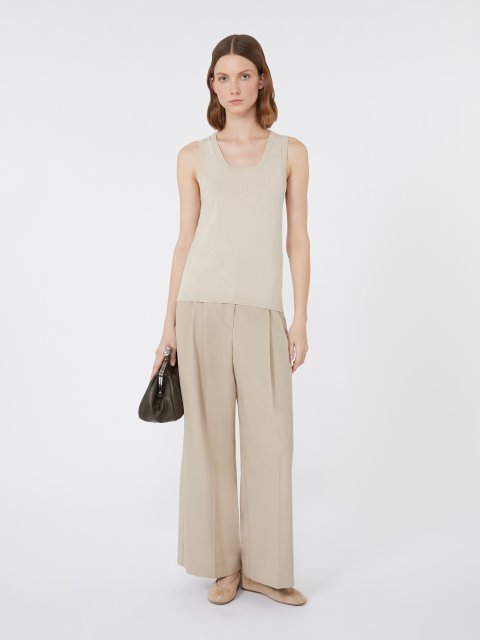 Бежевий топ WEEKEND MAX MARA з еластичної віскозної пряжі: фото 1 - Invogue