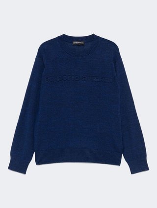 Синий свитер EMPORIO ARMANI KIDS из шерсти и акрила: фото - Invogue