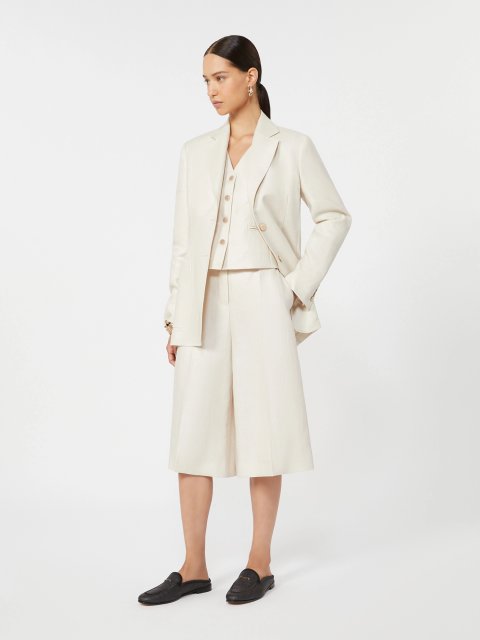 Бежевий жакет Max Mara з льону приталеного крою: фото 1 - Invogue