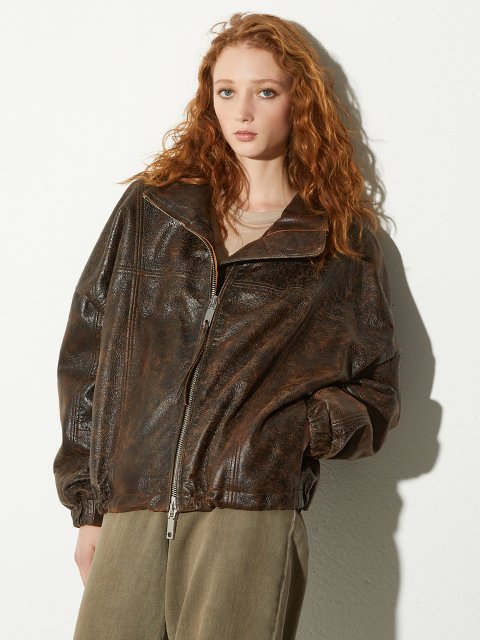 Коричнева куртка Max&Co шкіряна: фото 2 - Invogue