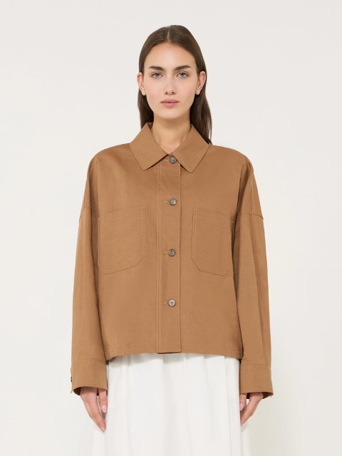 Коричневий жакет Weekend Max Mara з льону та бавовни: фото 2 - Invogue