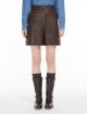 Темно-коричневые бермуды WEEKEND MAX MARA из кожи наппа: фото 1 - Invogue