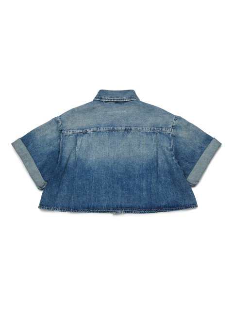 Синій джинсовий костюм MM6 Maison Margiela з сорочки та шортів: фото 1 - Invogue